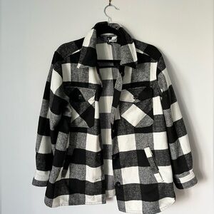 H&M Black and White Plaid Shacket